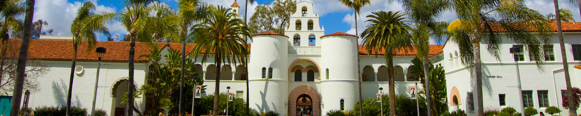 SDSU campus, Hepner Hall and sun dial